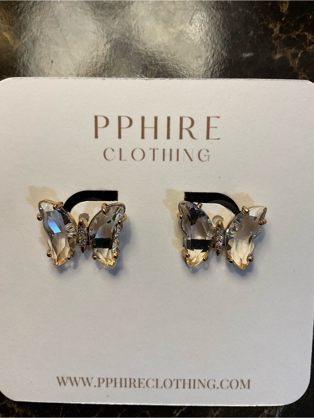 Yara Silver Butterfly Crystal Stud Earrings
